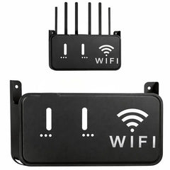 Black WiFi Router Storage Box & Wall Mount Shelf Universal Cable Organizer | Space-Saving Holder for Modem, Set-Top Box & Smart Devices | Home & Office Use