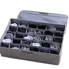 Storage Organizer with Lid | Foldable Drawer Divider | 24 Cells | Non-Woven Fabric | Random Colors