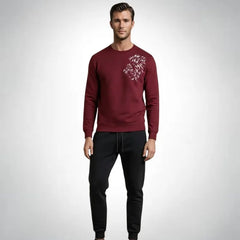 LION Printed Maroon Tracksuit Sweatshirt & Trouser | Warm & Comfortable Winter Wear | Medium
