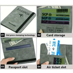 RFID Blocking Passport Wallet | PU Leather Travel Document Holder with Card & Cash Pockets | Random Color
