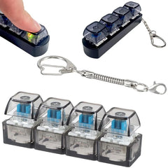 4-Key Mechanical Keyboard Clicker Keychain | Portable Mechanical Switch Fidget Toy | Stress Relief Finger Clicker | Tactile Keyboard Keychain with light | Random Color