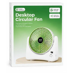 Circular Rechargeable Desktop Fan | Model QL-01 | 3 Speed Personal Cooling Fan | Quiet Air Circulator for Home, Office & Travel | Random Color