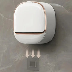 Milky White | Self-Adhesive Wall-Mounted Luxury Soap Holder with Lid and Drainage Tray